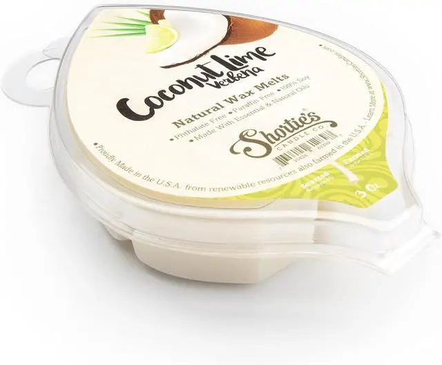 Alt view image 3 of 7 - Shortie's Candle Company Coconut Lime Verbena Natural Soy Wax Melts - 1 Highly Scented 3 Oz. Bar - Made with 100% Soy and Essential Fragrance Oils - Phthalate & Paraffin Free, Vegan, Non-Toxic