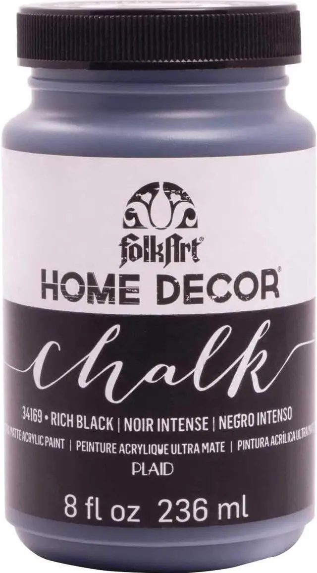 Main image of FolkArt 34169 Home Décor Acrylic Chalk Furniture & Craft Paint in Assorted Colors, 8 ounce, Rich Black