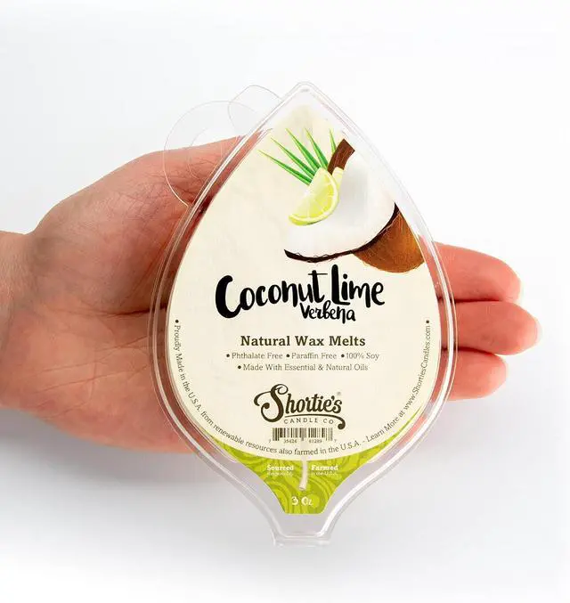 Alt view image 4 of 7 - Shortie's Candle Company Coconut Lime Verbena Natural Soy Wax Melts - 1 Highly Scented 3 Oz. Bar - Made with 100% Soy and Essential Fragrance Oils - Phthalate & Paraffin Free, Vegan, Non-Toxic