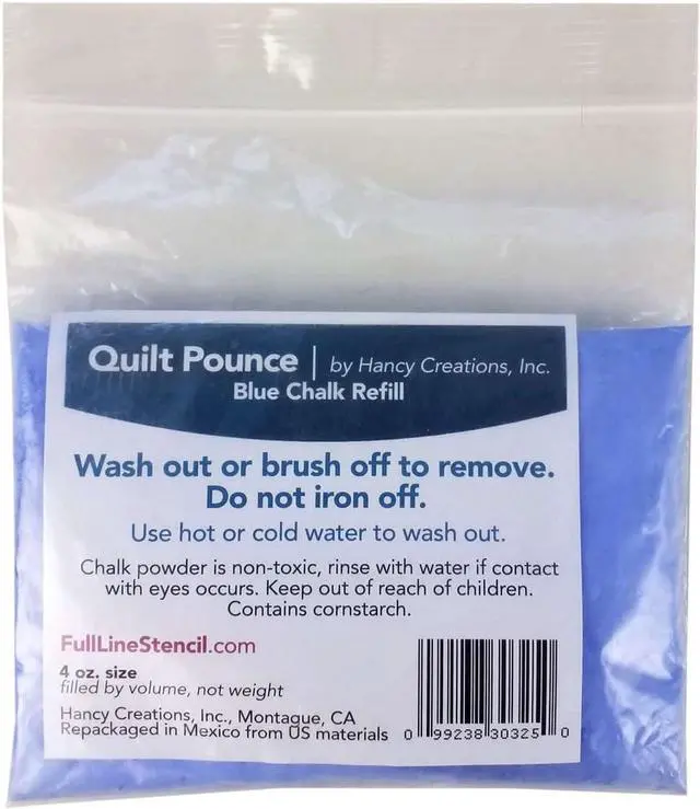Main image of Hancy Quilt Pounce Chalk Refill 4 oz Blue Powder for Quilting Stencils, Fabric Marking Tool Refill for Embroidery and Sewing Transfer Designs