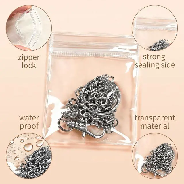 Alt view image 3 of 7 - 100Pcs Clear Jewelry Storage Bags, Resealable PVC Jewelry Pouches with Self-Sealing Zipper, Anti-Tarnish Plastic Bags for Rings, Earrings, Bracelets, Small Jewelry Packaging 2.76 x 3.94 in