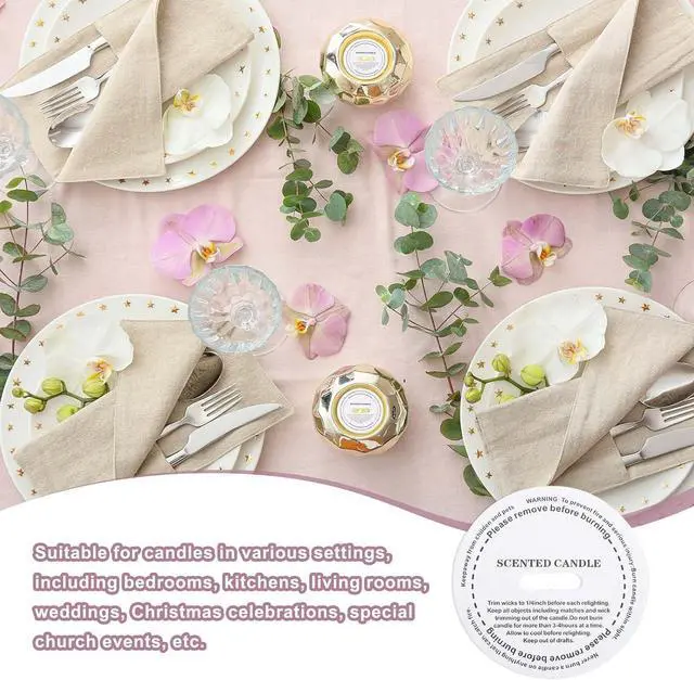 Alt view image 4 of 6 - MECCANIXITY 60 Pcs Candle Dust Covers, 6cm/2.4" Round Printed Translucent Candles Drip Protectors Lid Accessories Letter Pattern for Craft Fragrance Making Jars Boxes Packaging