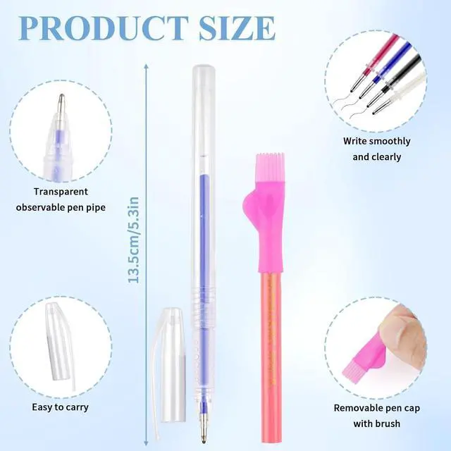 Alt view image 3 of 6 - Tailors Chalk Kit with Fabric Markers, Erasable Pens and Fabric Pencils | Includes Fabric Chalk, Heat Erasable Pens, Water Soluble Fabric Pencils for Quilting, Tracing, Embroidery, DIY Sewing Crafts