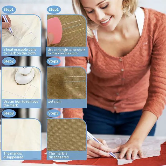 Alt view image 5 of 6 - Tailors Chalk Kit with Fabric Markers, Erasable Pens and Fabric Pencils | Includes Fabric Chalk, Heat Erasable Pens, Water Soluble Fabric Pencils for Quilting, Tracing, Embroidery, DIY Sewing Crafts