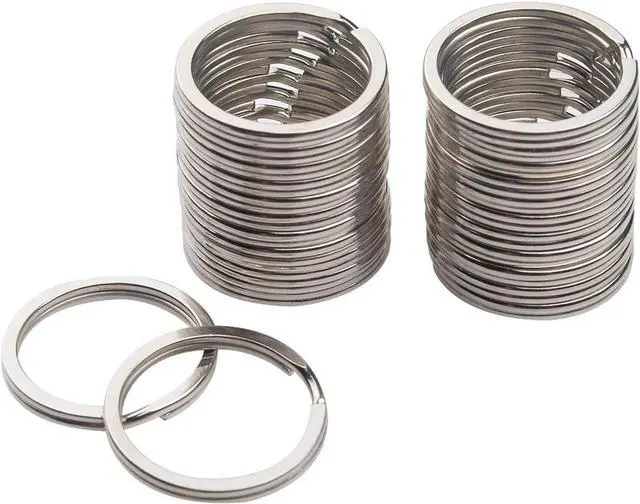 Main image of 20pcs Key Ring Keychain 3/4 Inch 20mm Diameter Metal Flat Split Key Chains Rings for Home Car Dog Tag Office Lanyards Keys Attachment Silver