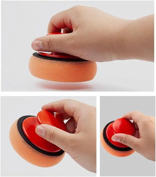 Alt view image 3 of 6 - 3pcs Polishing Tool Buffing Sponge Pads Waxing Pad with Handle Microfiber Wax Applicator Foam Applicator Pad Wax Applicator Pads for Cars Car Sponge Pads Manual Backplane