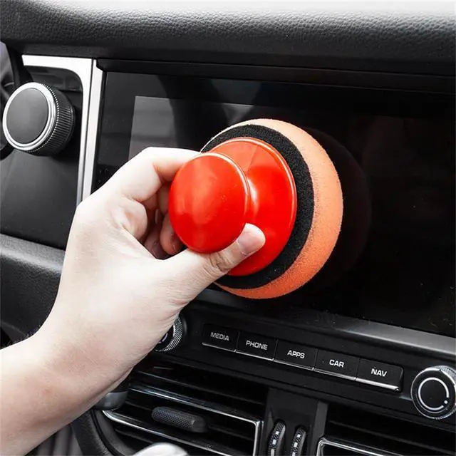 Alt view image 5 of 6 - 3pcs Polishing Tool Buffing Sponge Pads Waxing Pad with Handle Microfiber Wax Applicator Foam Applicator Pad Wax Applicator Pads for Cars Car Sponge Pads Manual Backplane