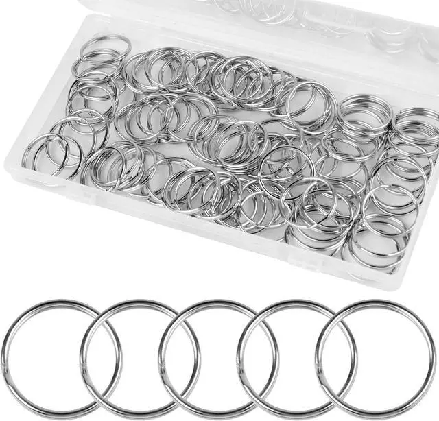 Main image of 100PCS Split Key Rings Bulk for Keychain and Crafts Keychain Rings (Silver 25mm)