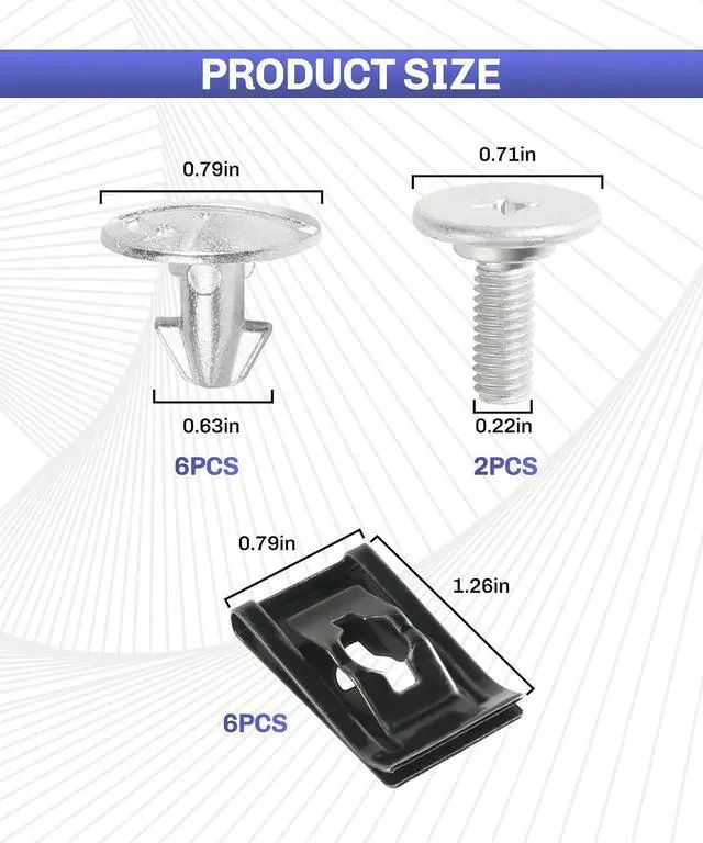 Alt view image 2 of 6 - bylikeho 14 PCS Splash Shield Screws,Car Accessories Car Fastener,Lower Engine Cover Pin Screws,Lower Cover Bolt Engine Splash Shield Bolt Screw Fastener Clip,Replace #90674-TY2-A01 90105-TBA-A00