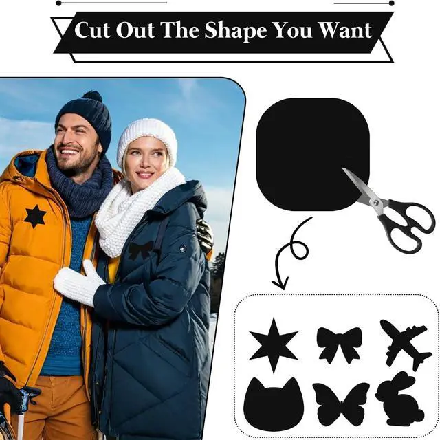 Alt view image 4 of 7 - 75PCS Down Jacket Repair Patch Kit, Pre-Cut Tenacious Repair Tape, Self-Adhesive Nylon Fabric Repair Patch for Down Jackets, Clothing, Tents, Sleeping Bags, Backpacks (Black)