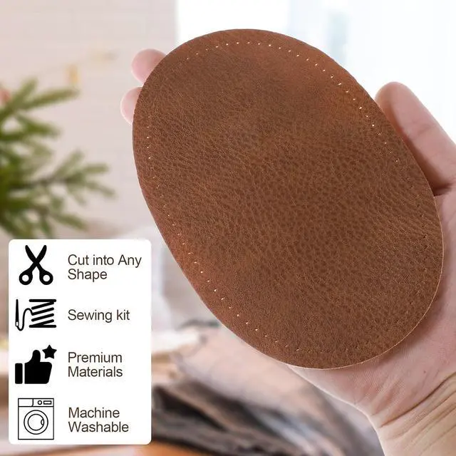 Alt view image 5 of 7 - 2 Pcs Oval Elbow Patches Sew-on Fabric Elbow Knee Patches for Clothing Repair Jackets Shirts Trousers (Brown)