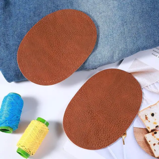 Alt view image 4 of 7 - 2 Pcs Oval Elbow Patches Sew-on Fabric Elbow Knee Patches for Clothing Repair Jackets Shirts Trousers (Brown)