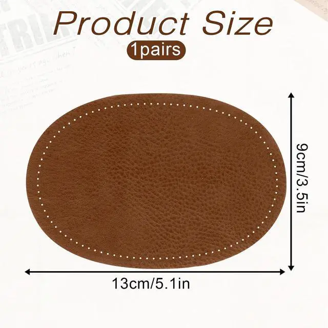 Alt view image 2 of 7 - 2 Pcs Oval Elbow Patches Sew-on Fabric Elbow Knee Patches for Clothing Repair Jackets Shirts Trousers (Brown)