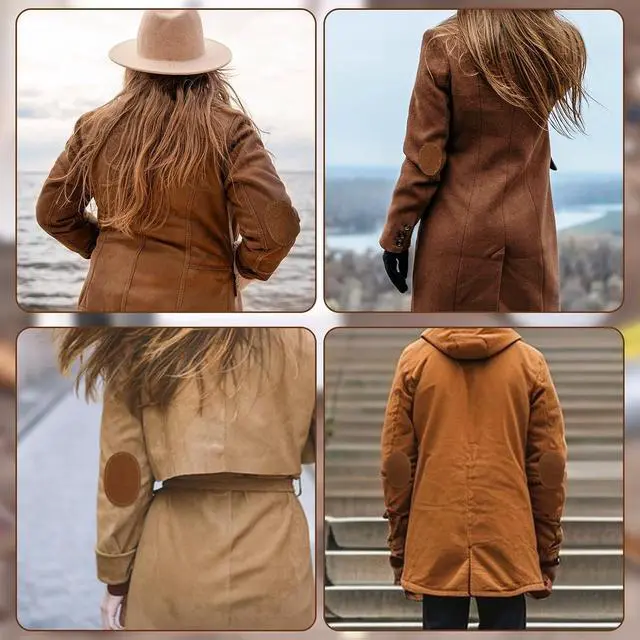 Alt view image 7 of 7 - 2 Pcs Oval Elbow Patches Sew-on Fabric Elbow Knee Patches for Clothing Repair Jackets Shirts Trousers (Brown)