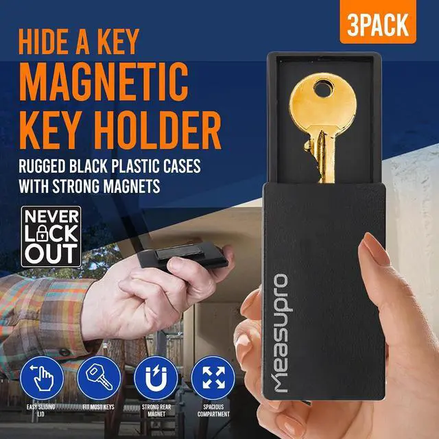 Alt view image 3 of 7 - Magnetic Key Holder for Car - 3 Pack - 1 Size - Car Key Hider & More - Strong Magnets - Rugged Black Plastic Cases