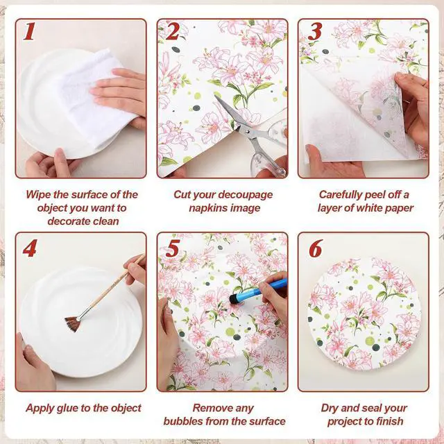 Alt view image 5 of 7 - NatNarr 30 Pack Decoupage Napkins, 30 Styles Floral Paper Napkins | Chinoiserie Decorative Decoupage Napkin Printed Cocktail Paper for DIY Crafting Summer Party 13*13 Inch
