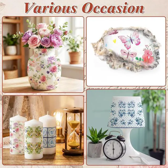 Alt view image 6 of 7 - NatNarr 30 Pack Decoupage Napkins, 30 Styles Floral Paper Napkins | Chinoiserie Decorative Decoupage Napkin Printed Cocktail Paper for DIY Crafting Summer Party 13*13 Inch