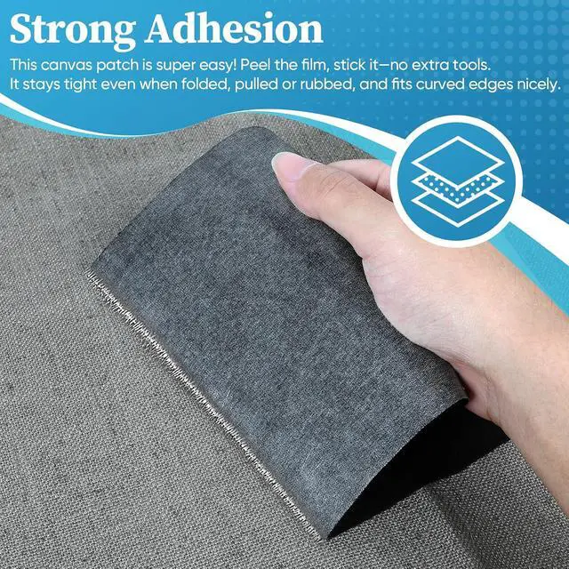 Alt view image 4 of 7 - Canvas Repair PatchWaterproof Self Adhesive Fabric Patch for Tent,Boat Cover,Canopy,Umbrella,Furniture Cover,Awning,Luggage,Couch.(8.3 x 11-Black)