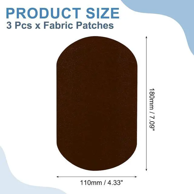 Alt view image 2 of 7 - uxcell 3Pcs Iron-on Patches, Elbow Knee Velvet Patches, Fabric Repair Patches Crafts for Repair Clothing Crafts Sweater Pants Shirts, 7x4 Inch Dark Brown