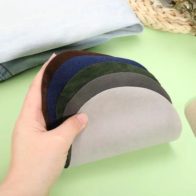 Alt view image 5 of 7 - uxcell 3Pcs Iron-on Patches, Elbow Knee Velvet Patches, Fabric Repair Patches Crafts for Repair Clothing Crafts Sweater Pants Shirts, 7x4 Inch Dark Brown