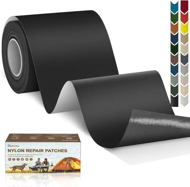 Main image of Cahomo 3x79 Inch Nylon Repair Patch Nylon Repair Tape Self Adhesive Fabric Tapes Outdoor Camping Gear Fabric kit for Tent, Umbrella, Down Jackets, Sleeping Bag, KnapsackBlack