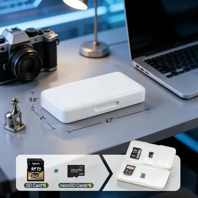 Alt view image 2 of 7 - SD Card Holder Case, 6 Slots Memory Card Carrying Storage Box for SD and MicroSD Cards, Compact and Portable