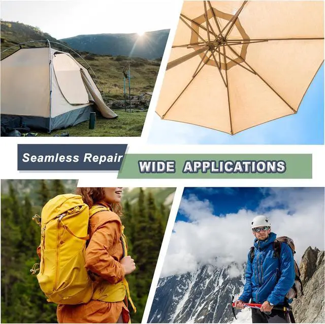 Alt view image 6 of 7 - Cahomo 3x79 Inch Nylon Repair Patch Nylon Repair Tape Self Adhesive Fabric Tapes Outdoor Camping Gear Fabric kit for Tent, Umbrella, Down Jackets, Sleeping Bag, KnapsackBlack