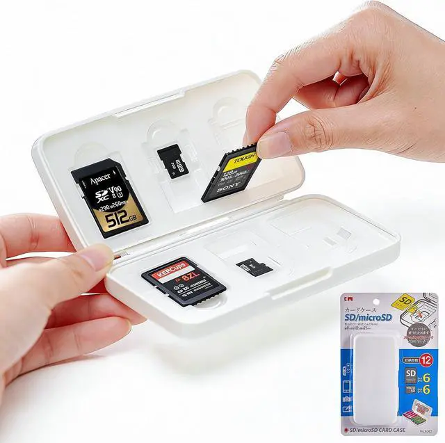 Main image of SD Card Holder Case, 6 Slots Memory Card Carrying Storage Box for SD and MicroSD Cards, Compact and Portable
