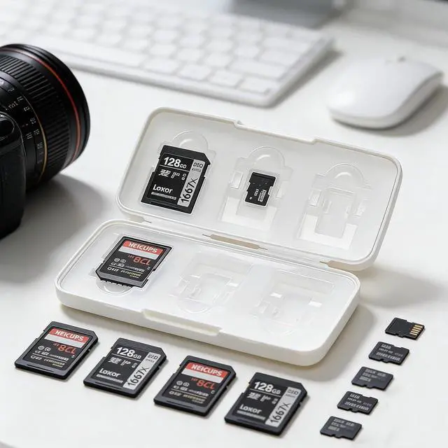 Alt view image 7 of 7 - SD Card Holder Case, 6 Slots Memory Card Carrying Storage Box for SD and MicroSD Cards, Compact and Portable