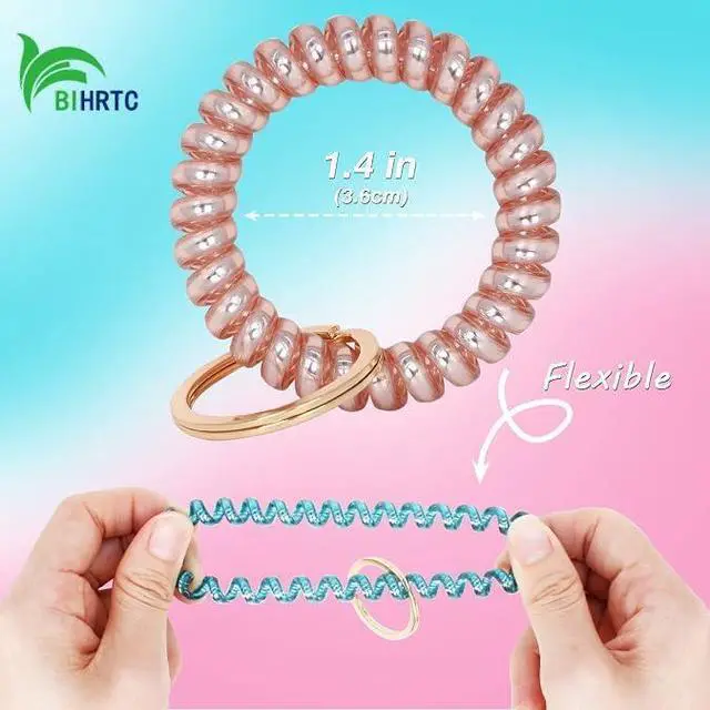 Alt view image 2 of 7 - BIHRTC Stretchable Wristband Wristlet Keychain Elastic Coil Spring Spiral Key Chain for Gym Pool Sauna Outdoor Activities
