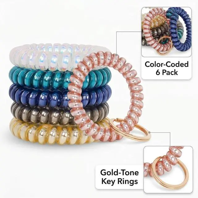 Alt view image 3 of 7 - BIHRTC Stretchable Wristband Wristlet Keychain Elastic Coil Spring Spiral Key Chain for Gym Pool Sauna Outdoor Activities