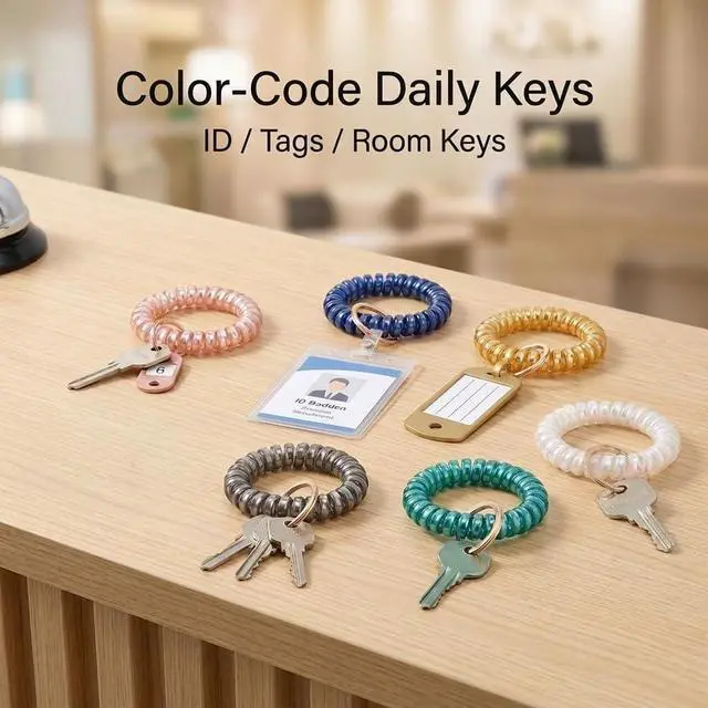 Alt view image 5 of 7 - BIHRTC Stretchable Wristband Wristlet Keychain Elastic Coil Spring Spiral Key Chain for Gym Pool Sauna Outdoor Activities
