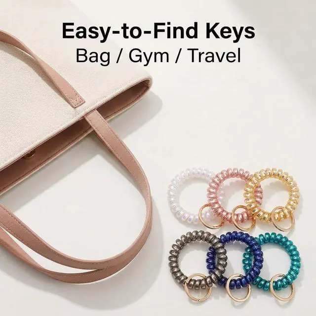 Alt view image 6 of 7 - BIHRTC Stretchable Wristband Wristlet Keychain Elastic Coil Spring Spiral Key Chain for Gym Pool Sauna Outdoor Activities