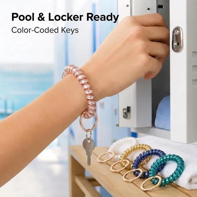 Alt view image 7 of 7 - BIHRTC Stretchable Wristband Wristlet Keychain Elastic Coil Spring Spiral Key Chain for Gym Pool Sauna Outdoor Activities