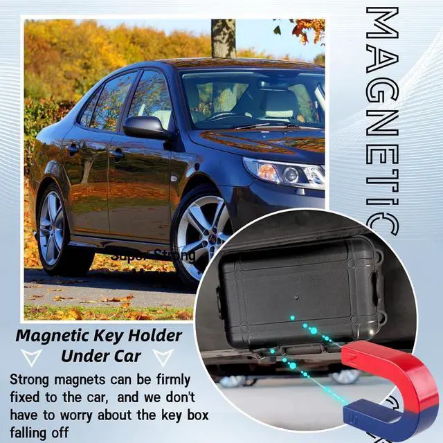 Alt view image 6 of 6 - Magnetic Key Holder for Car, Hide a Key Outside Magnetic Key Box, Waterproof Secure Car Key Case with Strong Magnets for under Car, Outdoor Travel, Spare Key Hider for Home