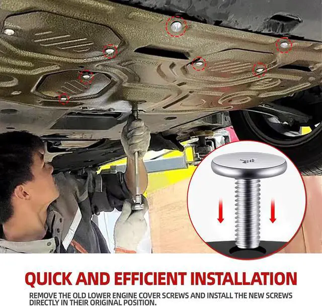 Alt view image 5 of 7 - 8PCS Engine Splash Shield Hardware Kit, Lower Cover Pin Screws, 90674-TY2-A01 90105-TBA-A00