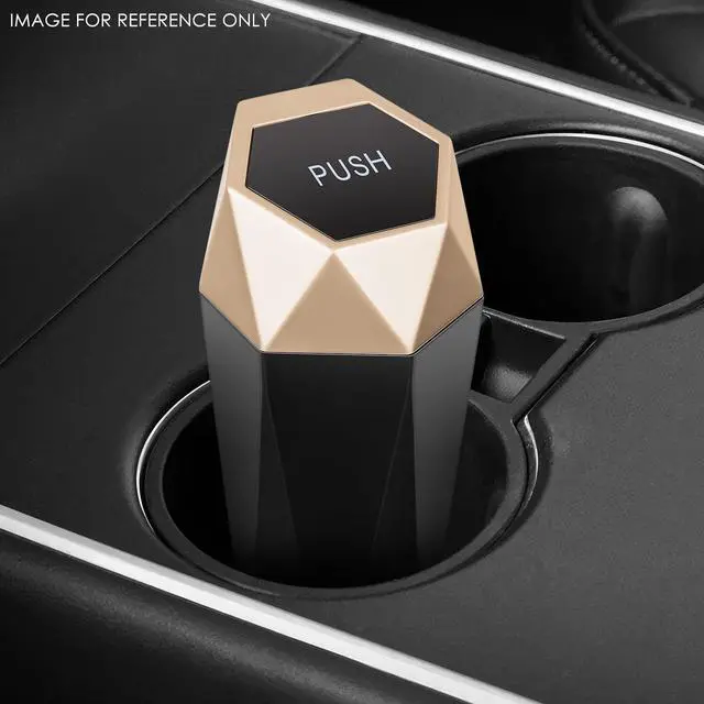 Alt view image 6 of 6 - DNA Motoring Mini Car Auto Trash Can with Removable Lid, Leakproof Mini Garbage Bin for Automotive Home Office,Black/Gold,ZTL-OD-01-GD