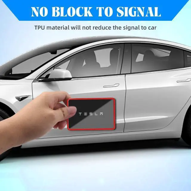 Alt view image 4 of 6 - QBUC for Tesla Transparent Card Key Cover Holder Soft Card Key Cover (Red) | for Tesla Model Y/3/S/X Cybertruck Accessories