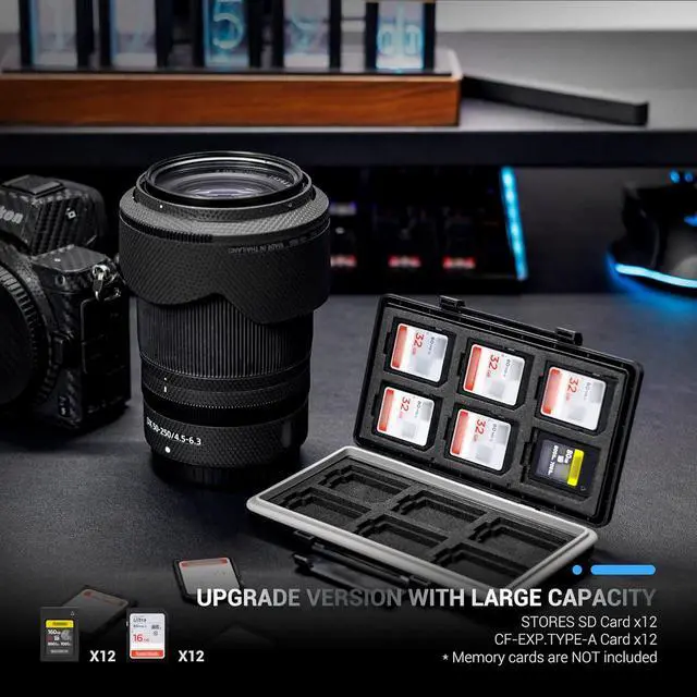 Alt view image 3 of 7 - CFexpress Type A Card SD Card Holder Case Storage, Water-Resistant Shockproof Memory Card Organizer Box for 12 SD Card, 12 CFexpress Type-A Card for Sony A7RV A7SIII A7IV A7R5 A1 A9M3 FX3 FX6 FX30 FR7