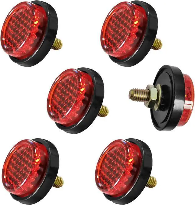 Main image of 6 Pieces Red Mini Reflector Tag Bolt Screws for Motorcycle License Plate Frame, M5 Screw Tag Bolt Round Reflective for Bike, motobikes, Trailers, Trucks, Boats, SUV's, RV's