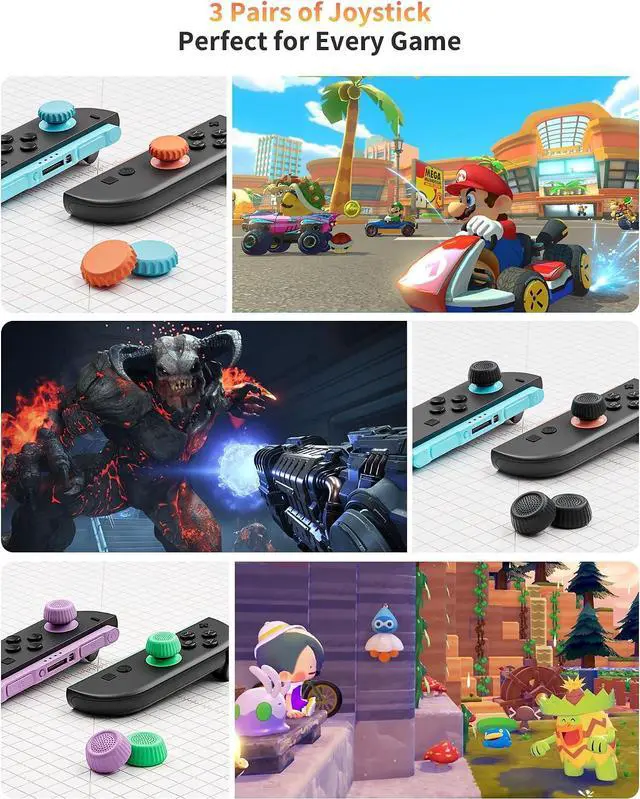 Alt view image 2 of 7 - COOWPS Switch 2 Thumb Grips for Nintendo Switch 2 and Pro Controllers | Joy-Con Anti-Slip Silicone Joystick Cover, Ergonomic Design Enhanced Gaming Grip, Comfortable & Durable Protection for Button