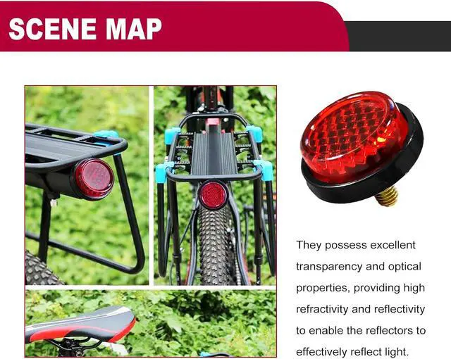 Alt view image 6 of 7 - 6 Pieces Red Mini Reflector Tag Bolt Screws for Motorcycle License Plate Frame, M5 Screw Tag Bolt Round Reflective for Bike, motobikes, Trailers, Trucks, Boats, SUV's, RV's