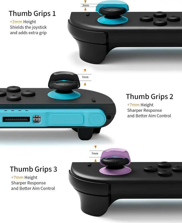 Alt view image 4 of 7 - COOWPS Switch 2 Thumb Grips for Nintendo Switch 2 and Pro Controllers | Joy-Con Anti-Slip Silicone Joystick Cover, Ergonomic Design Enhanced Gaming Grip, Comfortable & Durable Protection for Button
