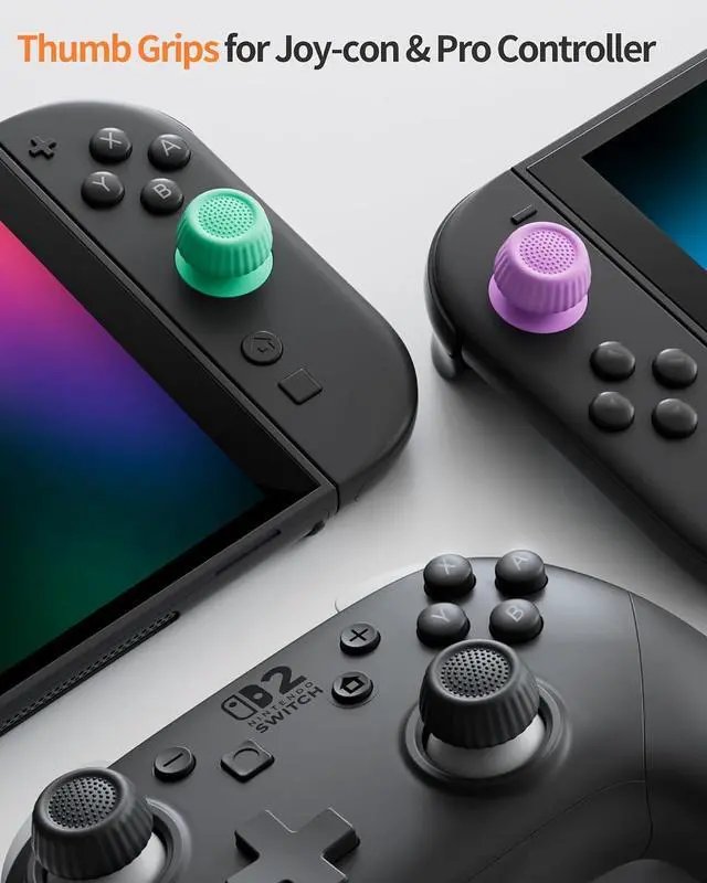 Alt view image 6 of 7 - COOWPS Switch 2 Thumb Grips for Nintendo Switch 2 and Pro Controllers | Joy-Con Anti-Slip Silicone Joystick Cover, Ergonomic Design Enhanced Gaming Grip, Comfortable & Durable Protection for Button