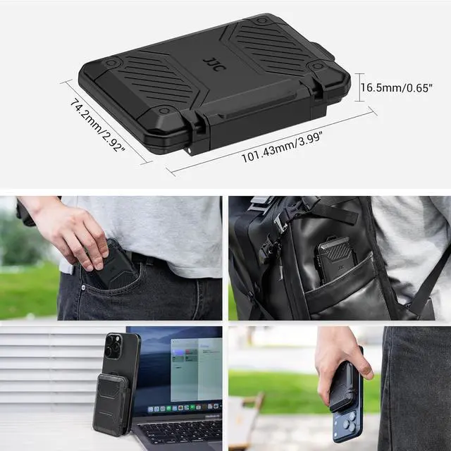Alt view image 5 of 7 - JJC Slim Memory Card Case for 8 SD 12 TF and 2 Nano SIM Cards, IP67 Waterproof Anti-Shock Anti-Dust, Compact Size & Portable SD SDHC SDXC TF Micro SD Card Holder Organizer Storage Box with Carabiner