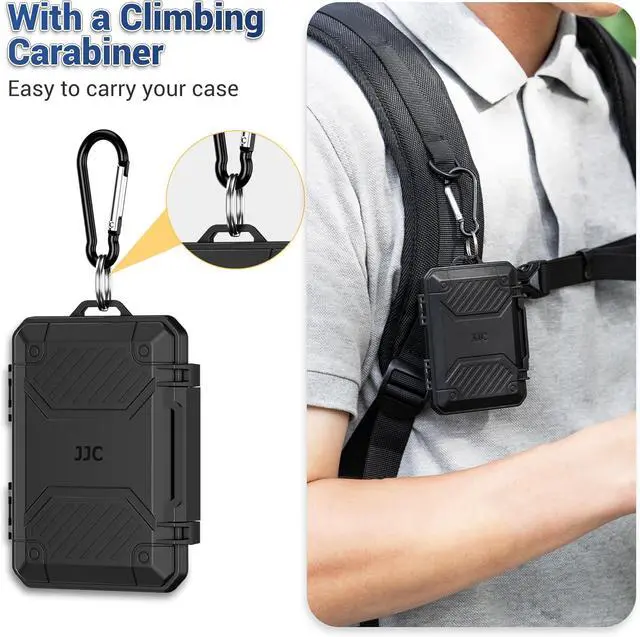 Alt view image 6 of 7 - JJC Slim Memory Card Case for 8 SD 12 TF and 2 Nano SIM Cards, IP67 Waterproof Anti-Shock Anti-Dust, Compact Size & Portable SD SDHC SDXC TF Micro SD Card Holder Organizer Storage Box with Carabiner