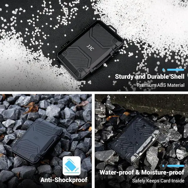 Alt view image 7 of 7 - JJC Slim Memory Card Case for 8 SD 12 TF and 2 Nano SIM Cards, IP67 Waterproof Anti-Shock Anti-Dust, Compact Size & Portable SD SDHC SDXC TF Micro SD Card Holder Organizer Storage Box with Carabiner