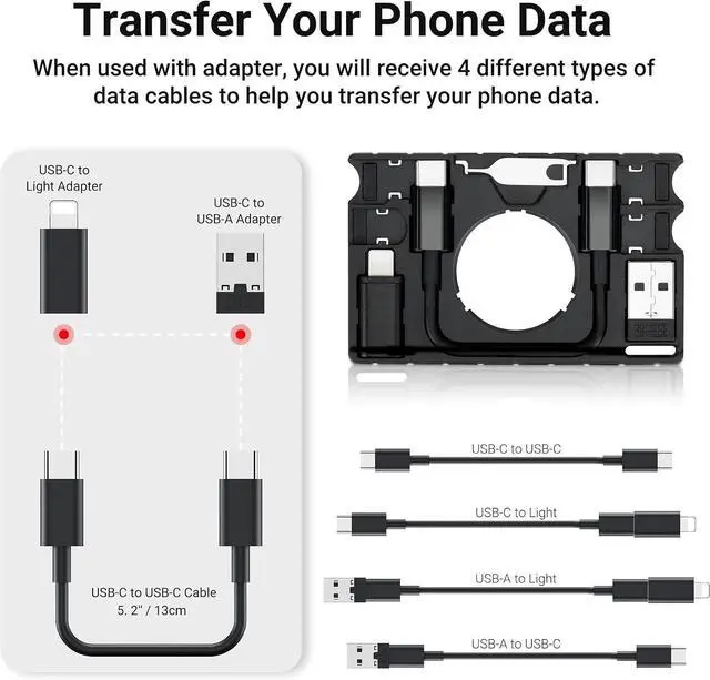 Alt view image 4 of 7 - Multi-Functional Micro SD Card Holder for AirTag Portable Cable Card | for 3X TF MicroSD MSD Cards & 1x SIM Card Storage,with USB-C Cable,Type-C to Light & Type-C to Type-A Adapter,w Eject Pin
