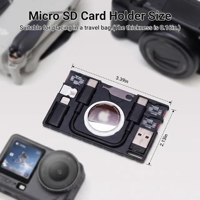 Alt view image 7 of 7 - Multi-Functional Micro SD Card Holder for AirTag Portable Cable Card | for 3X TF MicroSD MSD Cards & 1x SIM Card Storage,with USB-C Cable,Type-C to Light & Type-C to Type-A Adapter,w Eject Pin