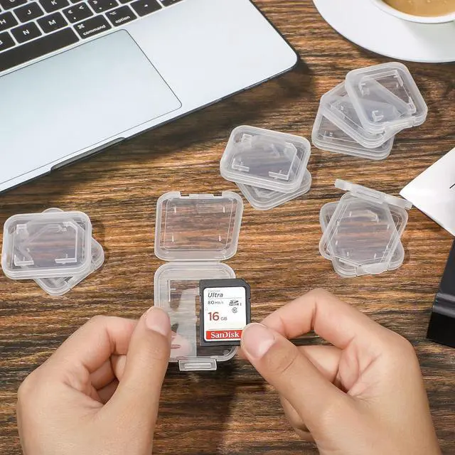 Alt view image 4 of 7 - 15Pcs SD/SDHC Memory Card Case Holder, Standard SD Plastic Storage Boxes, Clear Compact